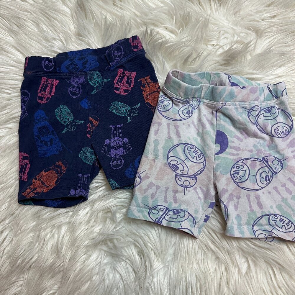 TWO Spotted Zebra Star Wars bike shorts size 2T